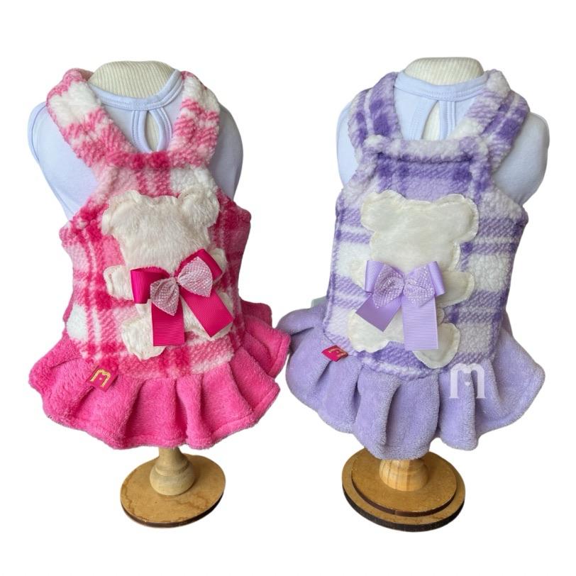 Jardineira Pelúcia Xadrez Pink - Imagem 3